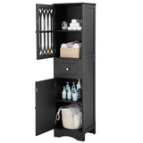 Tall Bathroom Cabinet, Freestanding Storage Cabinet with Drawer and Doors, MDF Board, Acrylic Door, Adjustable Shelf, Black - V.I.P Digital Presence