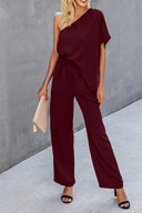 Single Shoulder Short Sleeve Jumpsuit - V.I.P Digital Presence