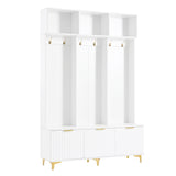 Large storage hall tree with bench, multifunctional storage platform, luxury clothes hanger equipped with 6 gold hooks - V.I.P Digital Presence