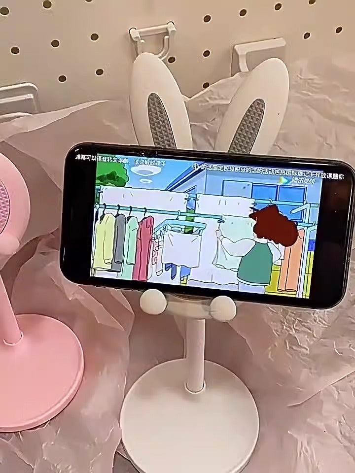 Soporte para teléfono móvil de escritorio con diseño de conejito de dibujos animados, ideal para estudiantes y personas perezosas.