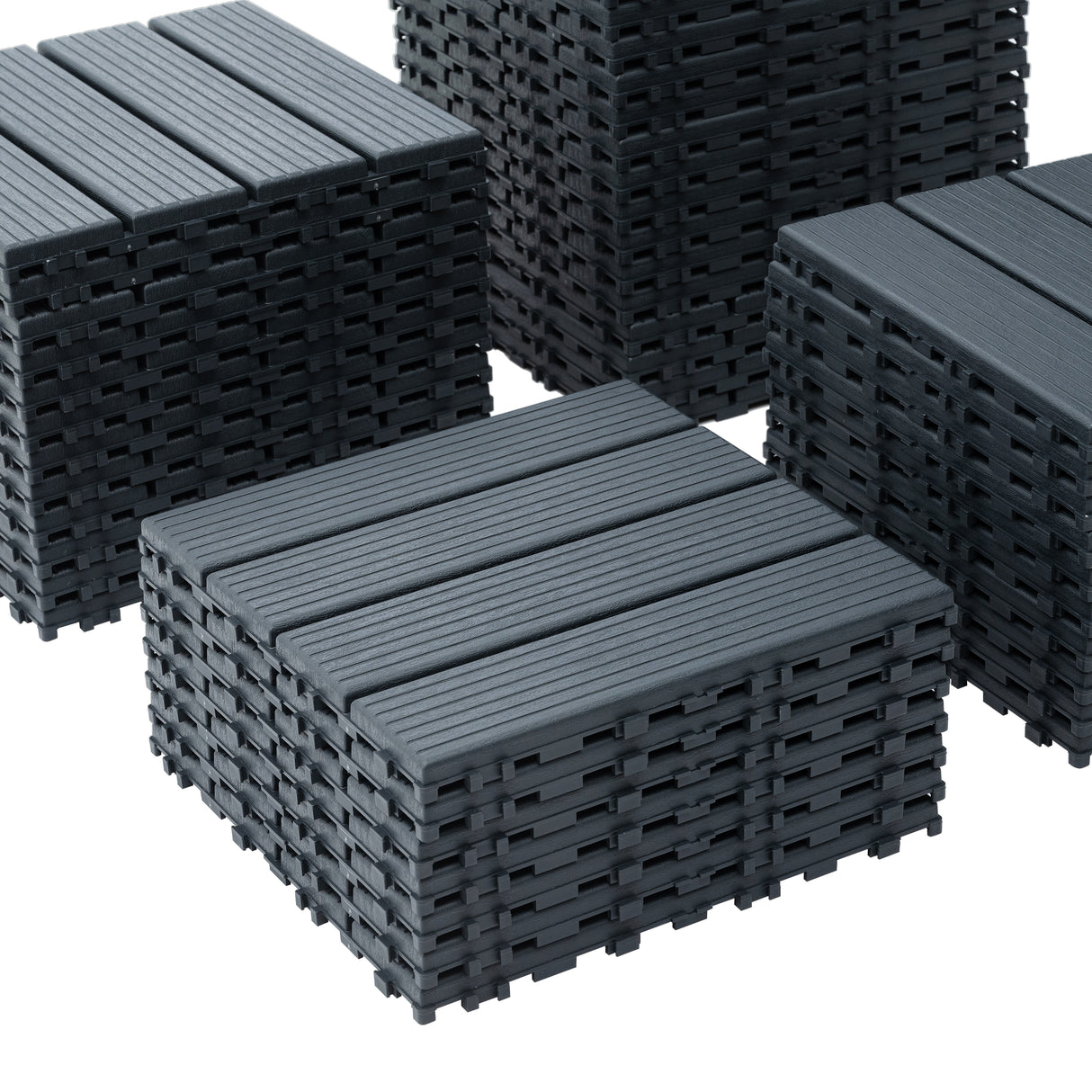 Plastic interlocking deck tiles, 44 waterproof outdoor terrace deck tiles, 12 "x12" square gray - V.I.P Digital Presence