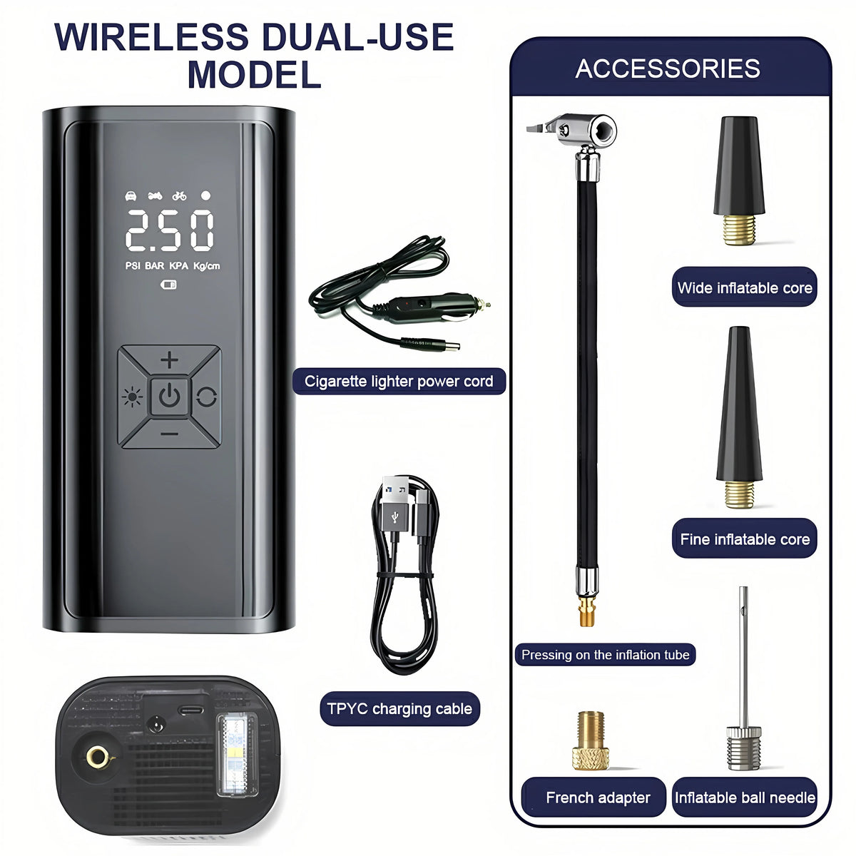 6000mAh Portable Car Air Compressor 12V 150PSI Electric Cordless Tire Inflator Pump for Motorcycle Bicycle Boat AUTO Tyre Balls - V.I.P Digital Presence