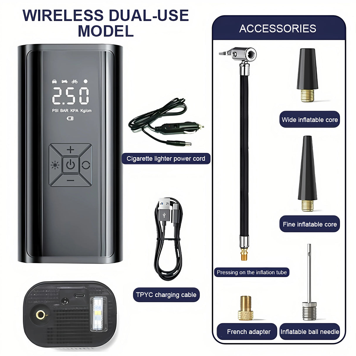 6000mAh Portable Car Air Compressor 12V 150PSI Electric Cordless Tire Inflator Pump for Motorcycle Bicycle Boat AUTO Tyre Balls - V.I.P Digital Presence