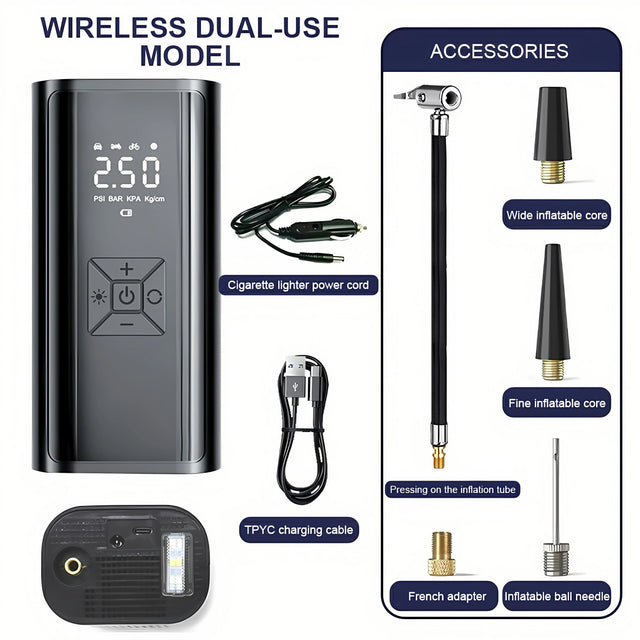 6000mAh Portable Car Air Compressor 12V 150PSI Electric Cordless Tire Inflator Pump for Motorcycle Bicycle Boat AUTO Tyre Balls - V.I.P Digital Presence