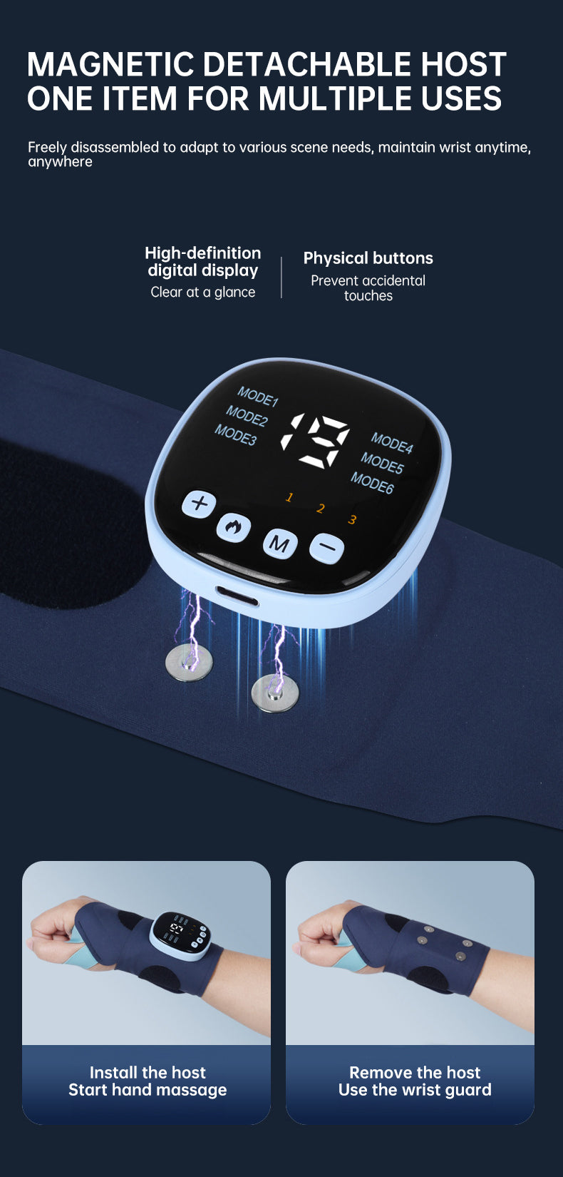 EMS Smart Tendon Sheath Hand Heating Wristband with Hot Compress and Massage Function - V.I.P Digital Presence