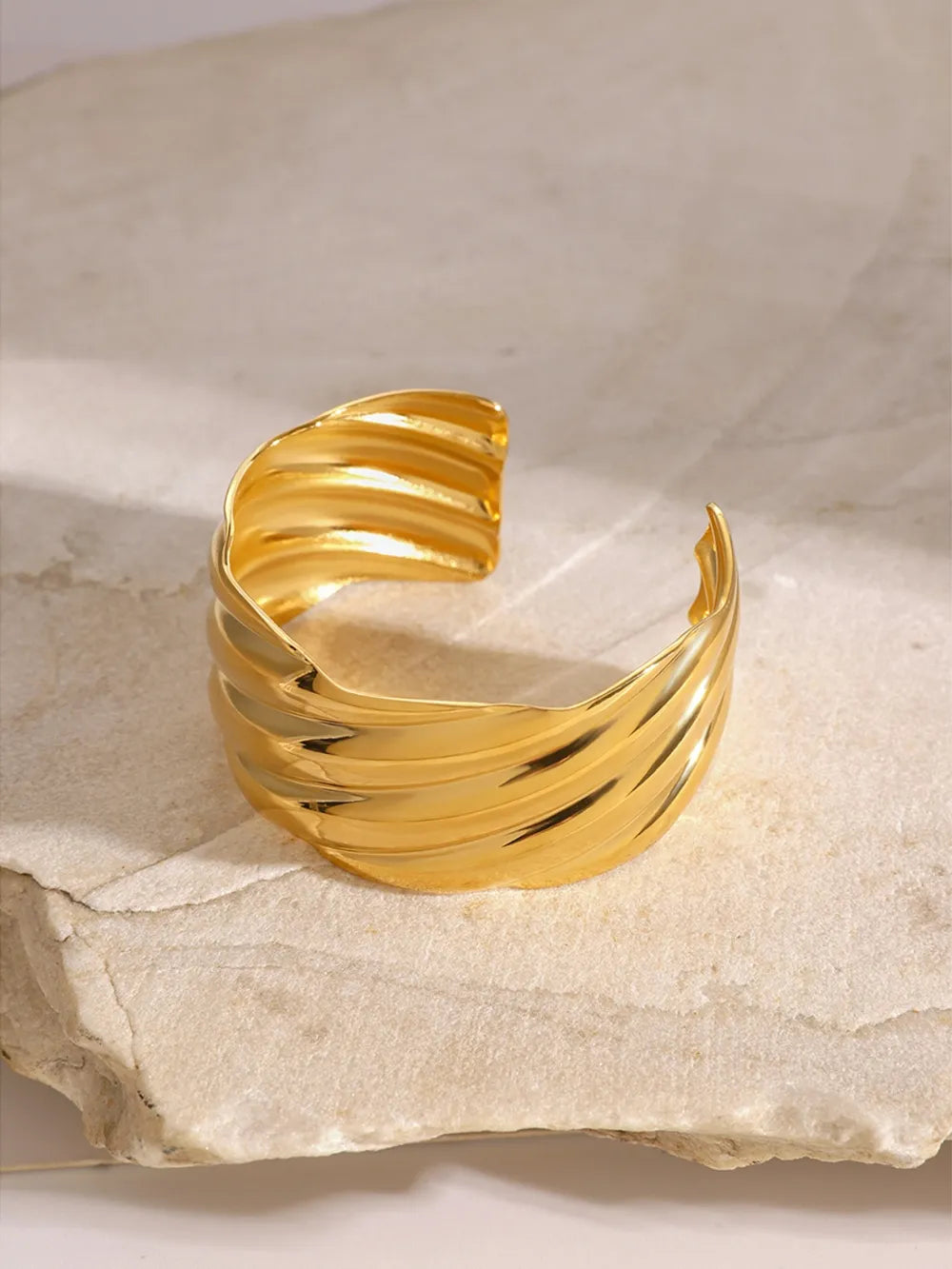 18K Gold-Plated Stainless Steel Open Ring - V.I.P Digital Presence