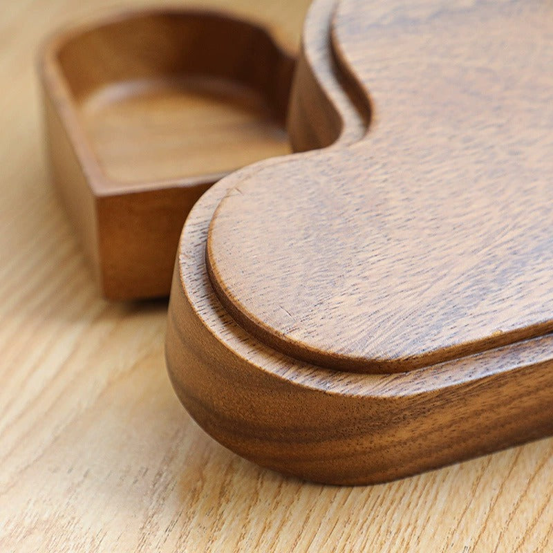 Wooden fruit box, whole wood heart-shaped candy box, nut and dried fruit storage tray, Japanese style solid wood stackable - V.I.P Digital Presence
