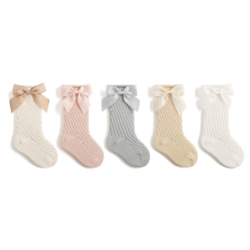 Children's Socks Combed Cotton Girl Baby Bow Princess Socks Hollow Mesh Dance Socks - V.I.P Digital Presence