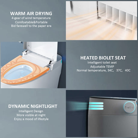 ST-GP-01 Smart Toilet with Heating, Portable Toilet with Automatic Opening and Closing, 1.28GPF Water Tank Free Toilet, White - V.I.P Digital Presence