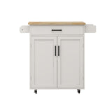 Kitchen island rolling trolley cart with 1 drawer & 2 doors with storage racks & Adjustable Shelves & towel rack - V.I.P Digital Presence