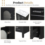 30" Bathroom Vanity with Sink, Bathroom Vanity Cabinet with Two Drawers and Door, Adjustable Shelf, Solid Wood and MDF, Black - V.I.P Digital Presence