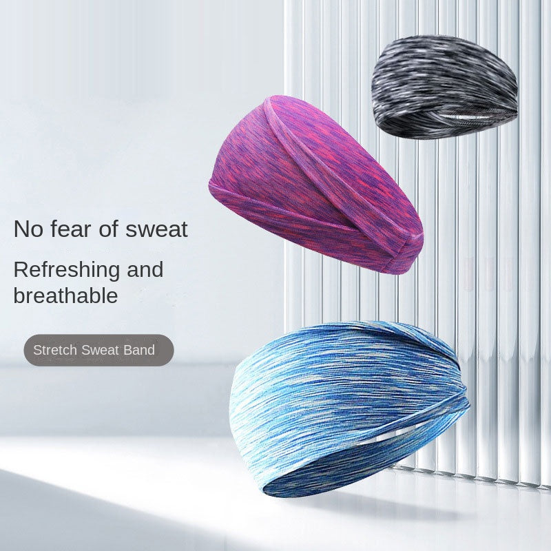 Widening exercise headband for sweat absorption, running, men's and women's fitness yoga, colorful, breathable, elastic, anti sweat headband - V.I.P Digital Presence