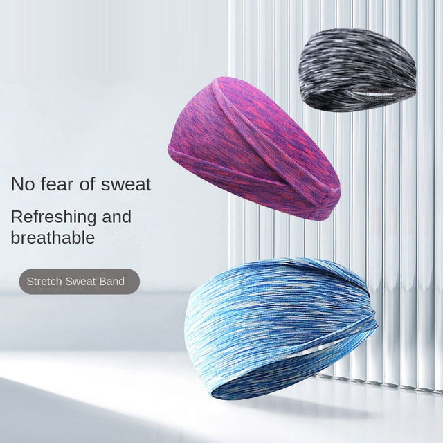 Widening exercise headband for sweat absorption, running, men's and women's fitness yoga, colorful, breathable, elastic, anti sweat headband - V.I.P Digital Presence