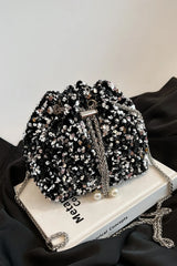 Sequin Chain Drawstring Bucket Bag - V.I.P Digital Presence