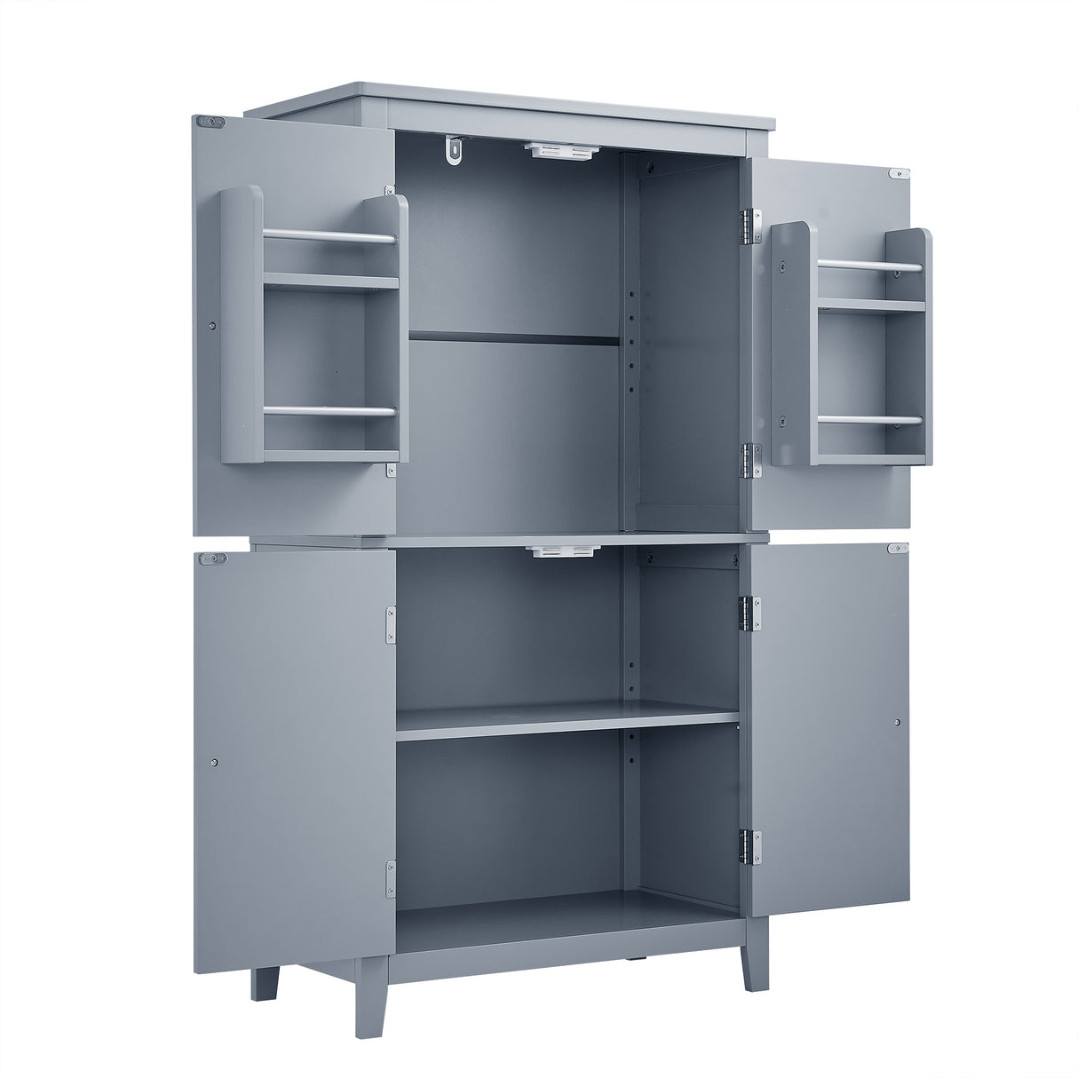 Bathroom floor storage cabinet, bathroom storage cabinet, 4-door independent cabinet, adjustable shelf, adaptive shelf, gray - V.I.P Digital Presence
