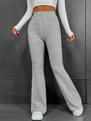 Fashionable and casual solid color micro flared high waisted pants for women - V.I.P Digital Presence