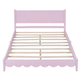 Queen Size Wood Platform Bed Frame, Retro Style Bed with Rectangular Headboard,No Need Box Spring,Pink - V.I.P Digital Presence