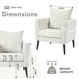 Bucket chair, Schneier accent chair, fabric armchair club chair, solid wood leg cushion armchair, lumbar pillow, beige - V.I.P Digital Presence