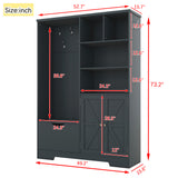Multi-functional Hall Tree with Storage Shelves Drawers and Cabinet, Elegant Hallway Shoe Cabinet with Bench Antique Blue - V.I.P Digital Presence