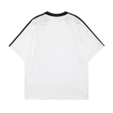 Vertical Stripe Letter Print Sports Jersey Men's Summer American Street Casual Loose Color Block Short Sleeve T-Shirt Top - V.I.P Digital Presence