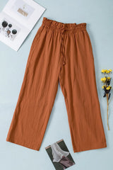 Drawstring Paperbag Waist Wide Leg Pants - V.I.P Digital Presence