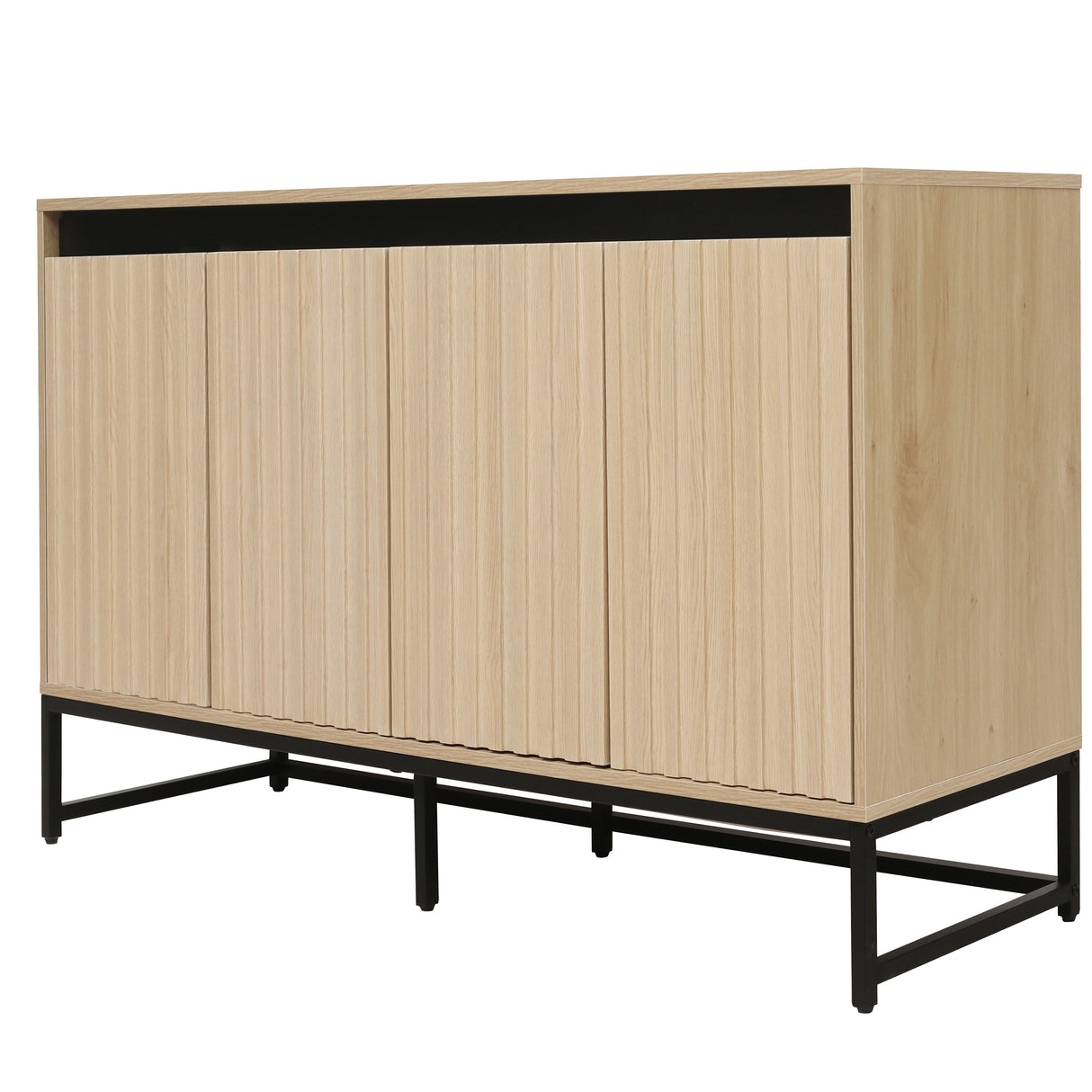 Engraved 4-door side panel with LED, self-service cabinet storage cabinet, modern coffee bar cabinet with adjustable shelves - V.I.P Digital Presence