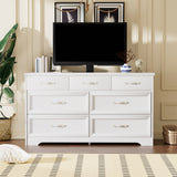 Modern 3 Drawer Bedroom Chest of Drawers with 7 Drawers Dresser Clothes Organizer -Metal Pulls White, 47.6″L x 15.7″W x 26.6″H - V.I.P Digital Presence