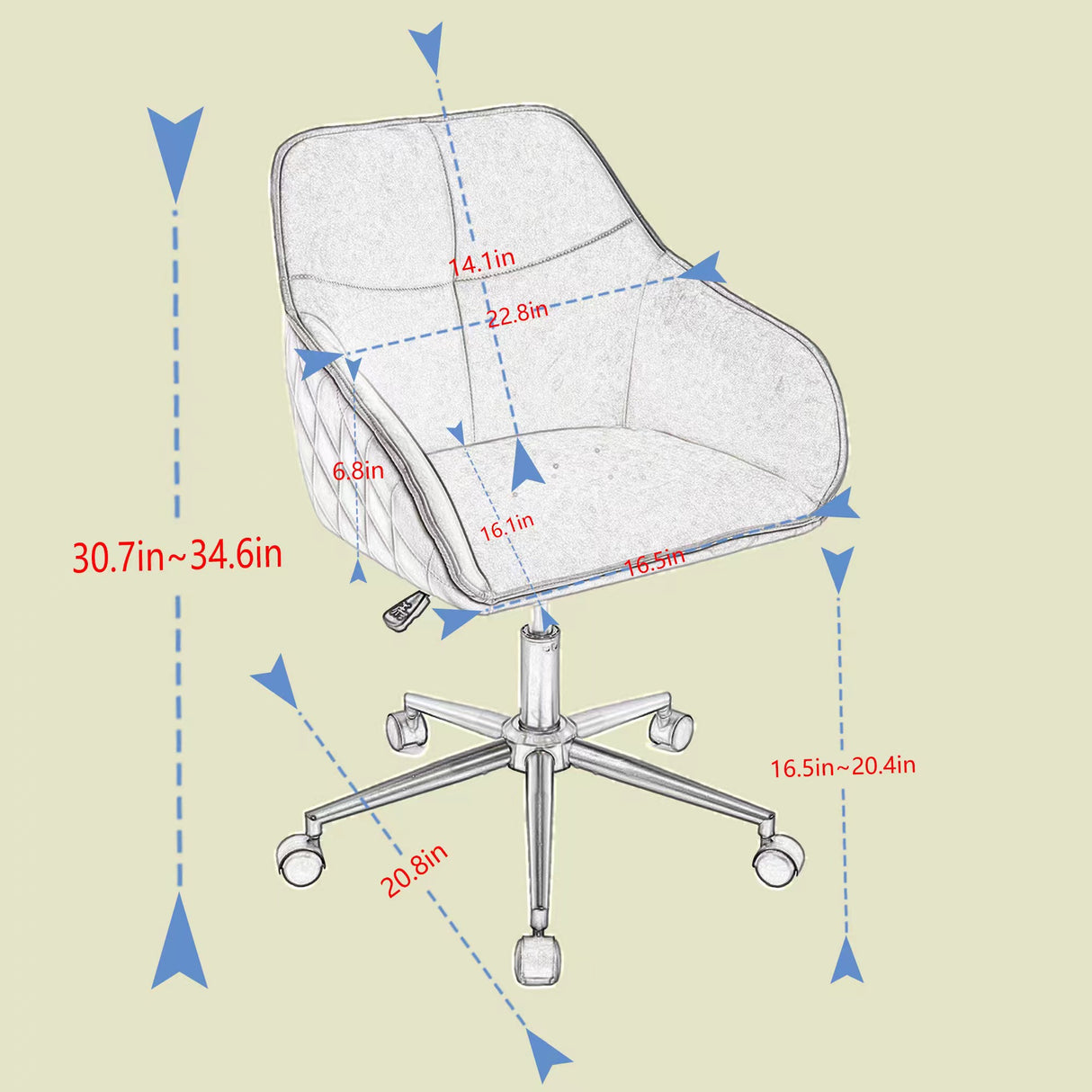 Velvet Office Desk Chair, Modern Home Desk Chair with Wheels , Vanity Chairs for Living Room, Bedroom,Study Room - V.I.P Digital Presence