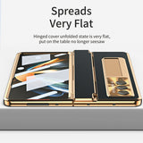 Samsung zfold 5 phone case FOLD4 folding screen flat hinge plain leather all inclusive anti fall protective case W22 is suitable - V.I.P Digital Presence