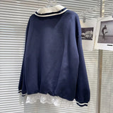 Autumn New Fashion Women's Set V-neck Digital Pattern Embroidered Hoodie Elastic Waist Lace Edge Shorts - V.I.P Digital Presence