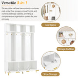 Large storage hall tree with bench, multifunctional storage platform, luxury clothes hanger equipped with 6 gold hooks - V.I.P Digital Presence