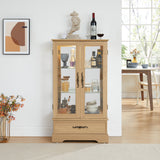 Light colored glass cabinet with adjustable glass frame, including cabinet light bulbs OAK with 2 doors and 1 drawer - V.I.P Digital Presence