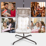 Swing Egg Chair with Stand Indoor Outdoor Wicker Rattan Frame 350lbs Capacity Hammock Chair for Patio Bedroom with Sunshade Clot - V.I.P Digital Presence