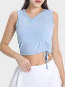 Drawstring Ruched Wide Strap Active Tank - V.I.P Digital Presence