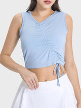 Drawstring Ruched Wide Strap Active Tank - V.I.P Digital Presence