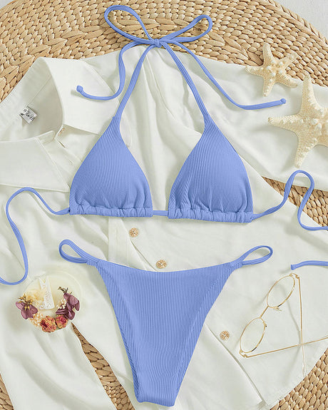 Hanging neck tie bikini multi-color three-point swimsuit hot spring swimsuit - V.I.P Digital Presence