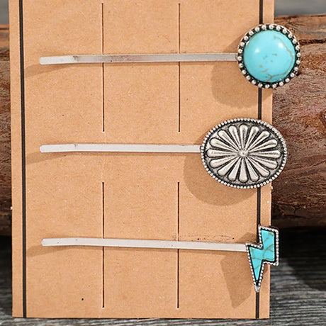 3 PCS/Set Artificial Turquoise Hair Pins - V.I.P Digital Presence