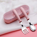Juego de vajilla para bebés, utensilios para niños, vajilla de acero inoxidable para niños pequeños, cubiertos con dibujos animados, cuchara y tenedor para alimentar a bebés.