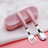 Juego de vajilla para bebés, utensilios para niños, vajilla de acero inoxidable para niños pequeños, cubiertos con dibujos animados, cuchara y tenedor para alimentar a bebés.