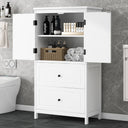 Bathroom Storage Cabinet, Cabinet with Two Doors and Drawers, Adjustable Shelf, MDF Board, White - V.I.P Digital Presence