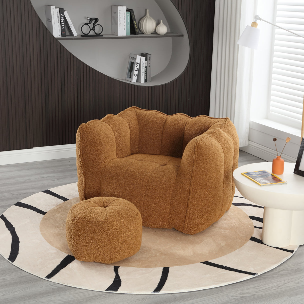 Soft Bean Bag Chair with High Resilient Foam(Chips)for living room and bedroom Comfortable Square Lazy Sofa with Footstool - V.I.P Digital Presence