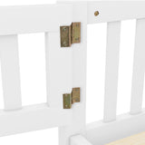 Twin Size Bed Floor Bed with Safety Guardrails and Door for Kids, White - V.I.P Digital Presence