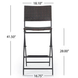 Outdoor Wicker Barstools Faux Rattan Patio Bar Stool Foldable Chair, 2-Pcs Set, Multibrown - V.I.P Digital Presence