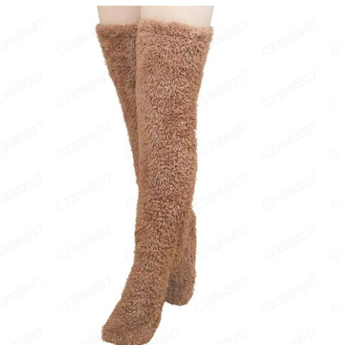 Indoor Plush Warmth Long Socks Cute Fuzzy Socks Over Knee Winter Leg Warmers Plush Sock Slippers Cozy Stocking - V.I.P Digital Presence