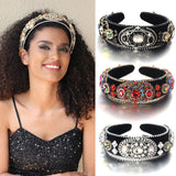 Fashionable Baroque Retro Inlaid Colored Water Diamond Sponge Head Hoop - V.I.P Digital Presence