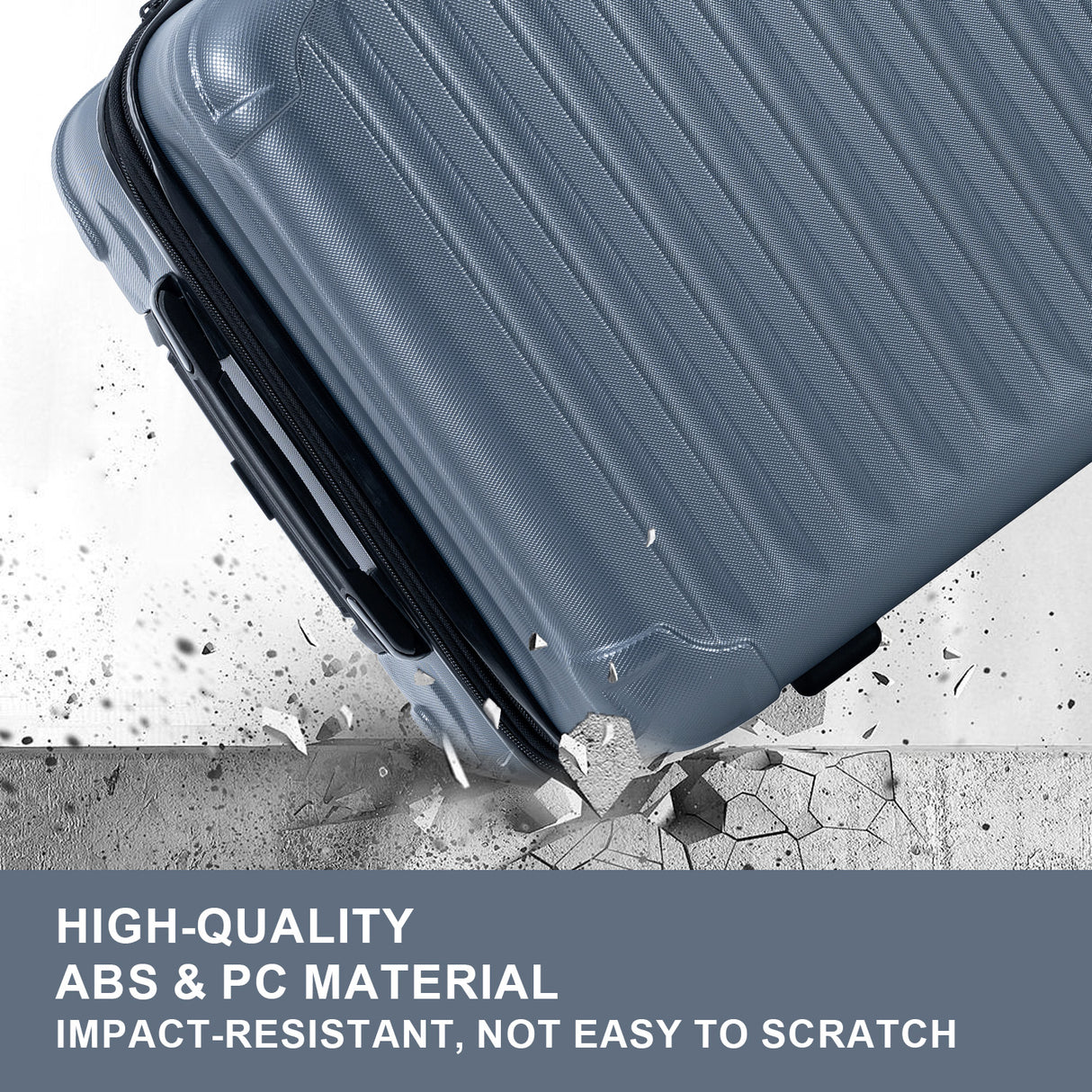 Luggage Sets New Model Expandable ABS+PC 3 Piece Sets with Spinner Wheels Lightweight TSA Lock (20/24/28), STEEL GRAY