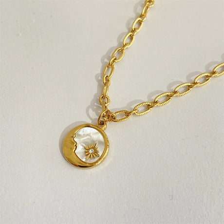 Titanium Steel Sun & Moon Necklace - V.I.P Digital Presence