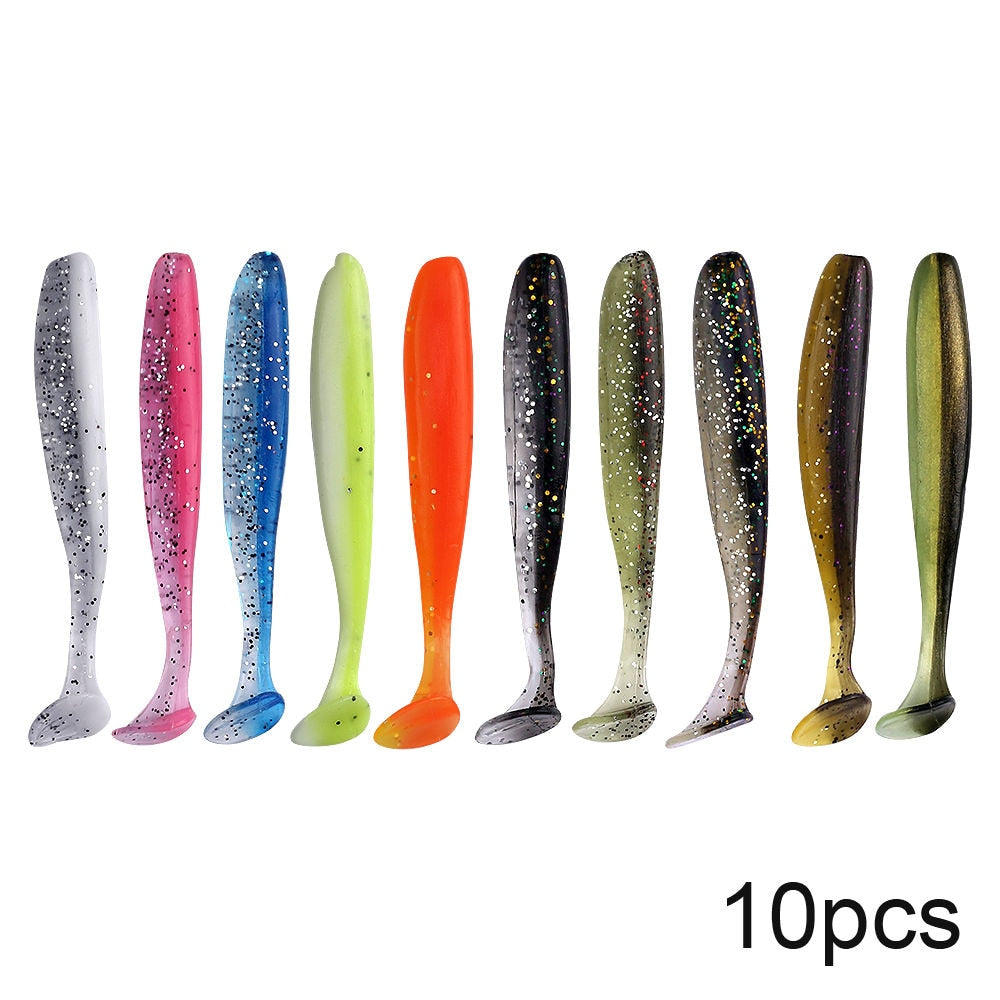 QXO 10 piezas/lote de señuelos blandos de silicona, 7 cm, 2 g, artículos para pesca en el mar, PVA Swimbait Wobblers, aparejos artificiales 