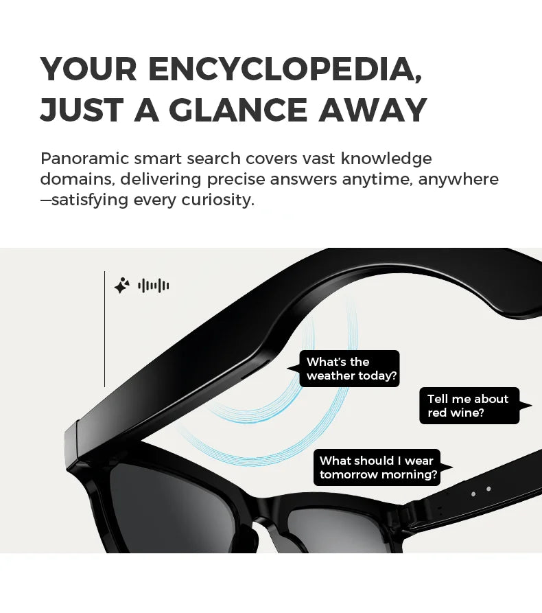 Bluetooth AI shooting glasses Bluetooth call voice assistant real-time translation 5-megapixel shooting stabilization - V.I.P Digital Presence