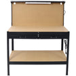 Steel Workbench Tool Storage Work Bench Workshop Tools Table W/Drawer and Peg Board ,4xAC outlets 2xUSB Ports - V.I.P Digital Presence